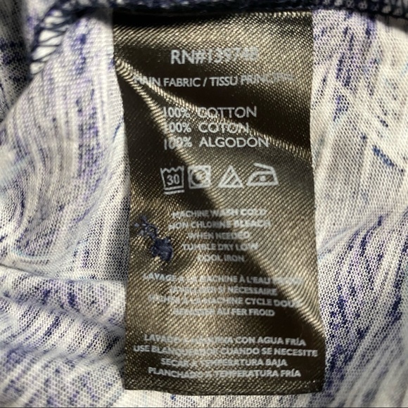 Slate & Stone Polo Shirt 100% Cotton Navy Blue Fern Print, Size M - Picture 15 of 15